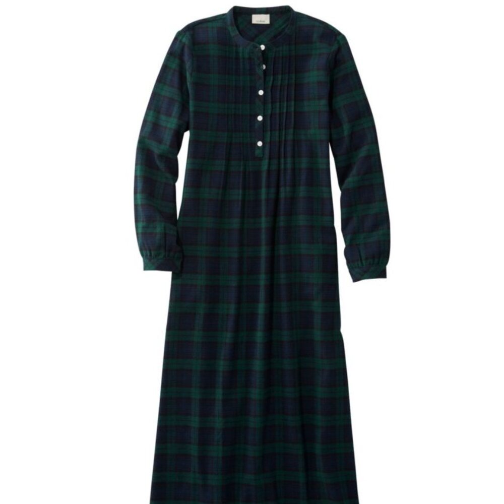 Black Watch Plaid Flannel Maxi Night Gown